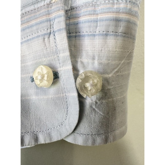 Tommy Bahama blue Stripe Button Collar Cotton Dress Shirt size large ***FLAW*** - Picture 7 of 14